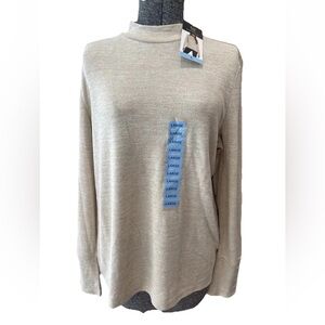 🆕Rafaella NWT mock top pullover wheat Heather ladies large‎ sweater top-soft!